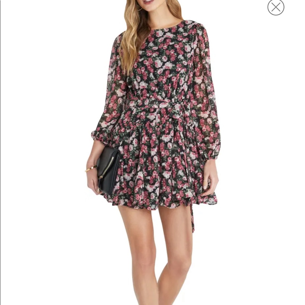 Vici Collection Balloon Sleeve Tie Waist Dress